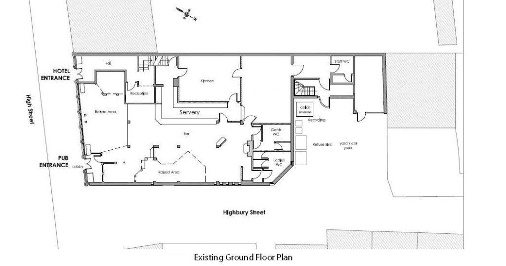 Lot: 142 - FORMER PUB AND HOTEL WITH PLANNING PERMISSION FOR RESIDENTIAL CONVERSION - Existing Ground Floor Plan